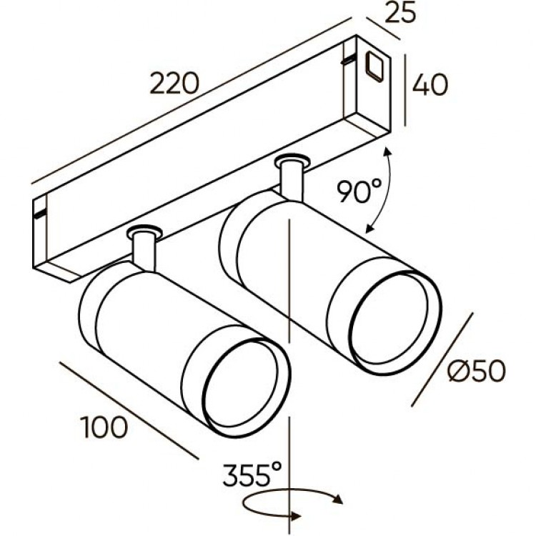 DK8012-BG Акцентный светильник SMART SPOT DOUBLE 2x9W DIM 3000K-6000K, матовое золото с черным