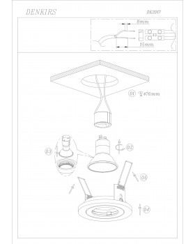 DK2017-WH Встраиваемый светильник, IP 20, 50 Вт, GU10, белый, алюминий-foto2