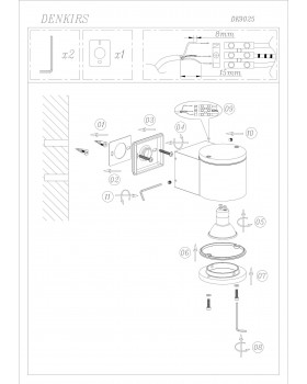 DK9025-WH Светильник настенный IP 65, 50 Вт, GU10, белый, алюминий-foto2