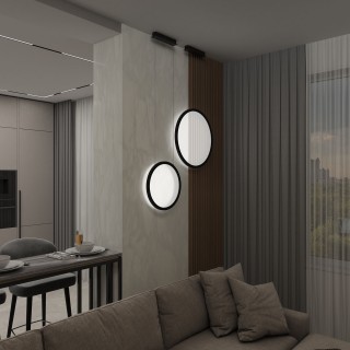 DK6604-BK Подвесной вертикальный светильник Veil со светодиодом H1500 d400 220V 36W 3000-6000K IP20 черный алюминий-foto9