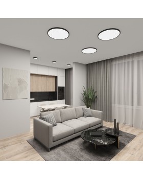 DK6520-BK Накладной светильник THIN, IP40, 18W, 3000K/4000K/6500K, переключатель цветовой температуры на корпусе, черный, полимер-foto6