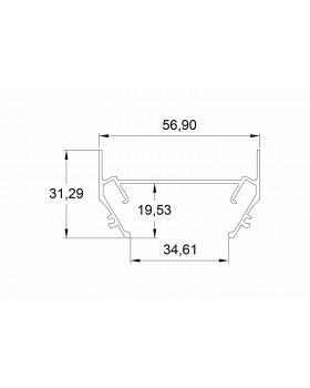 TR3050-AL Закладной профиль под шинопровод для натяжного потолка 2м-foto4