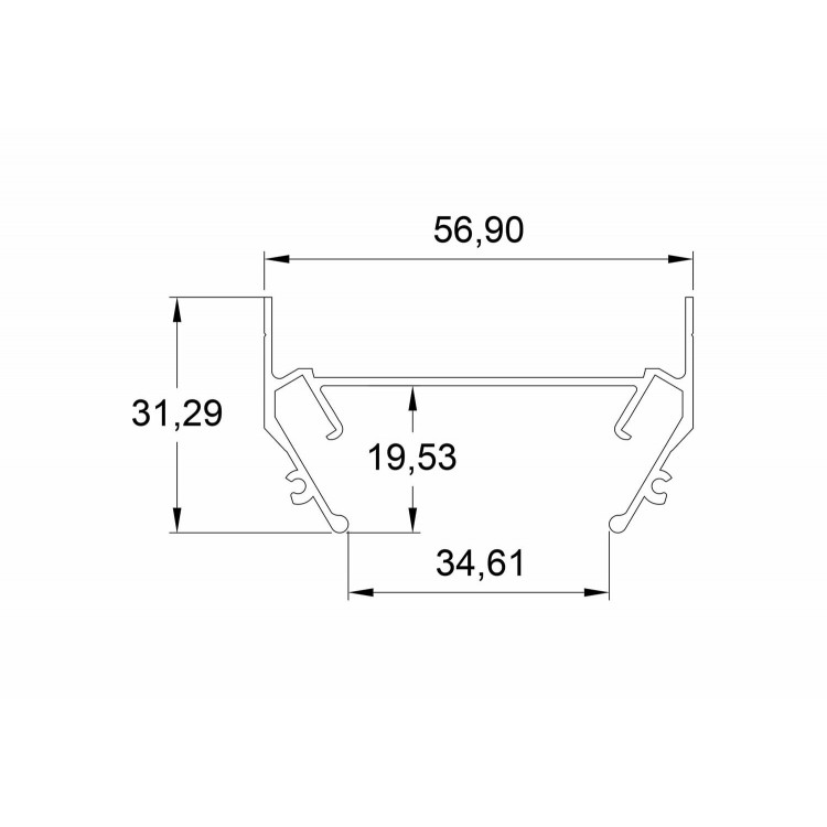 TR3050-AL Закладной профиль под шинопровод для натяжного потолка 2м