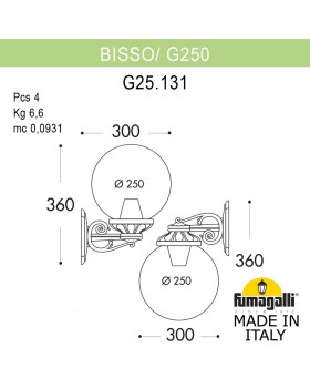 Светильник уличный настенный FUMAGALLI BISSO/G250 G25.131.000.VZF1RDN