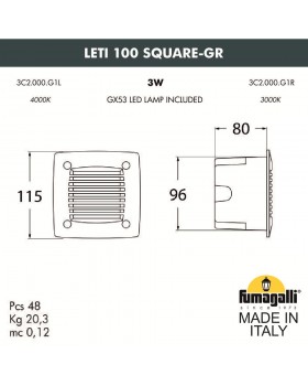 Светильник для подсветки лестниц встраиваемый FUMAGALLI LETI 100 Square-GR 3C2.000.000.AYG1L-foto4