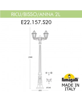 Садово-парковый фонарь FUMAGALLI RICU BISSO/ANNA 2L. E22.157.S20.VXF1R-foto5
