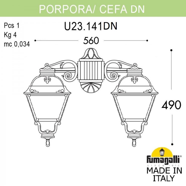 Светильник уличный настенный FUMAGALLI PORPORA/CEFA DN U23.141.000.WYF1RDN