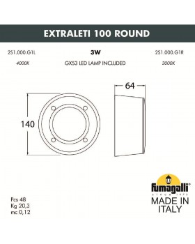 Светильник для подсветки лестниц накладной FUMAGALLI EXTRALETI 100 Round 2S1.000.000.WYG1L-foto3