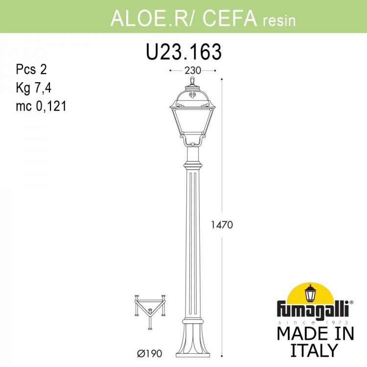 Садовый светильник-столбик FUMAGALLI ALOE.R/CEFA U23.163.000.AYF1R