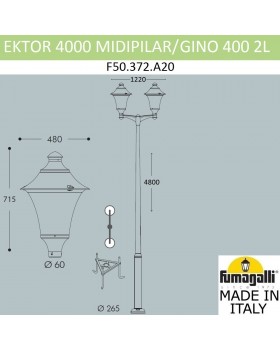 Парковый фонарь FUMAGALLI EKTOR 4000/MIDIPILAR/GINO 2L F50.372.A20.AXE27-foto3
