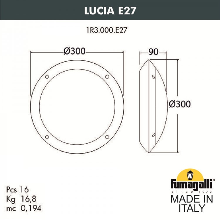 Уличное бра FUMAGALLI LUCIA BACKLIT 1R3.000.000.AYE27.PK1