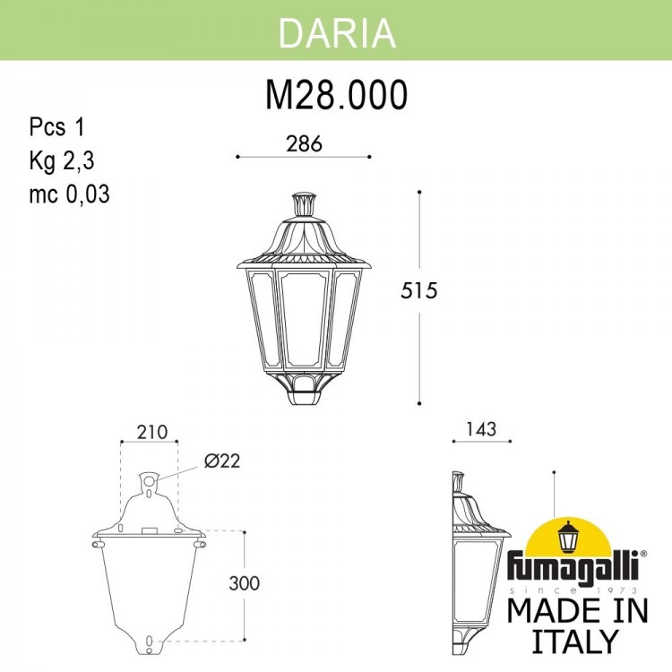 Уличное бра FUMAGALLI DARIA M28.000.000.VYE27