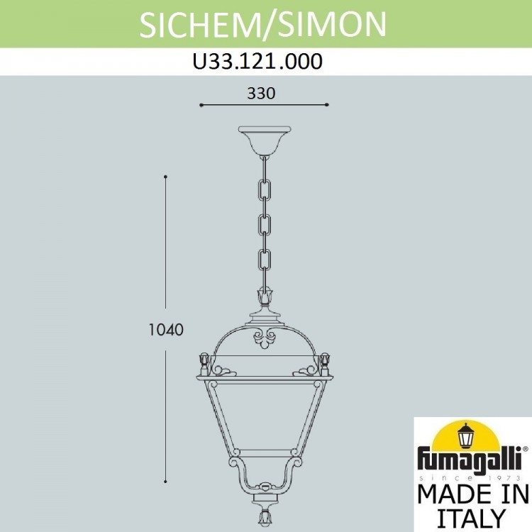 Подвесной уличный светильник FUMAGALLI SICHEM/SIMON U33.121.000.AXH27