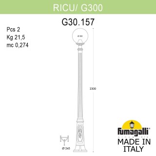 Садово-парковый фонарь FUMAGALLI RICU/G300 G30.157.000.AXF1R