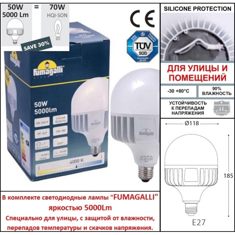 Парковый фонарь FUMAGALLI NEBO ADAM/SIMON 1L  U33.202.M10.AXH27