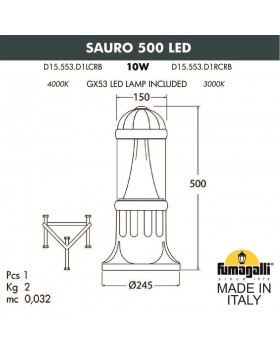 Садовый светильник-столбик FUMAGALLI SAURO 500 D15.553.000.AXD1L.CRB-foto7