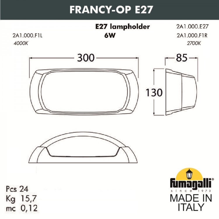 Уличное бра FUMAGALLI FRANCY-OP 2A1.000.000.LYF1R