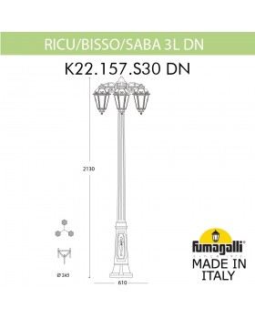 Садово-парковый фонарь FUMAGALLI RICU BISSO/SABA 3L DN K22.157.S30.VXF1RDN