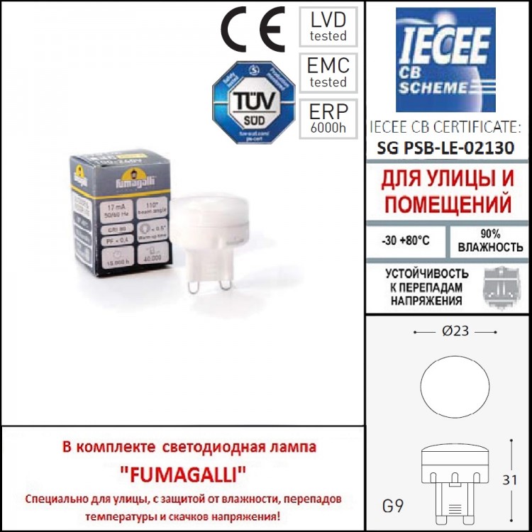 Уличный встраиваемы светильник FUMAGALLI TERESA SQUARE 2L4.000.000.LXZ1L