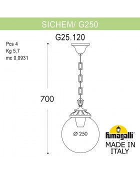 Подвесной уличный светильник FUMAGALLI SICHEM/G250. G25.120.000.VZF1R