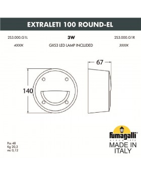 Светильник для подсветки лестниц накладной FUMAGALLI EXTRALETI 100 Round-EL 2S3.000.000.WYG1L-foto2