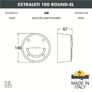Светильник для подсветки лестниц накладной FUMAGALLI EXTRALETI 100 Round-EL 2S3.000.000.WYG1L-foto2