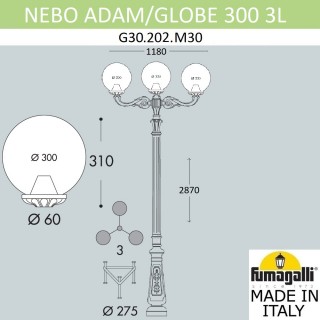 Парковый фонарь FUMAGALLI NEBO ADAM/GLOBE 300 3L G30.202.M30.AYF1R-foto5