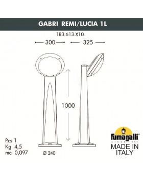 Садовый светильник-столбик наклонный FUMAGALLI GABRI REMI/LUCIA 1L 1R3.613.X10.WYE27-foto3