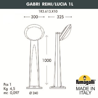 Садовый светильник-столбик наклонный FUMAGALLI GABRI REMI/LUCIA 1L 1R3.613.X10.WYE27-foto3