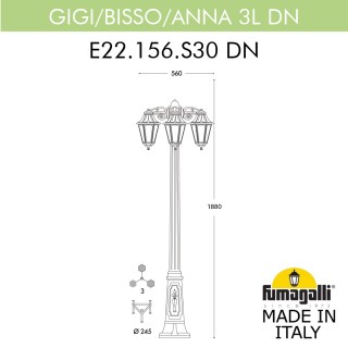 Садово-парковый фонарь FUMAGALLI GIGI BISSO/ANNA 3L DN E22.156.S30.VXF1RDN