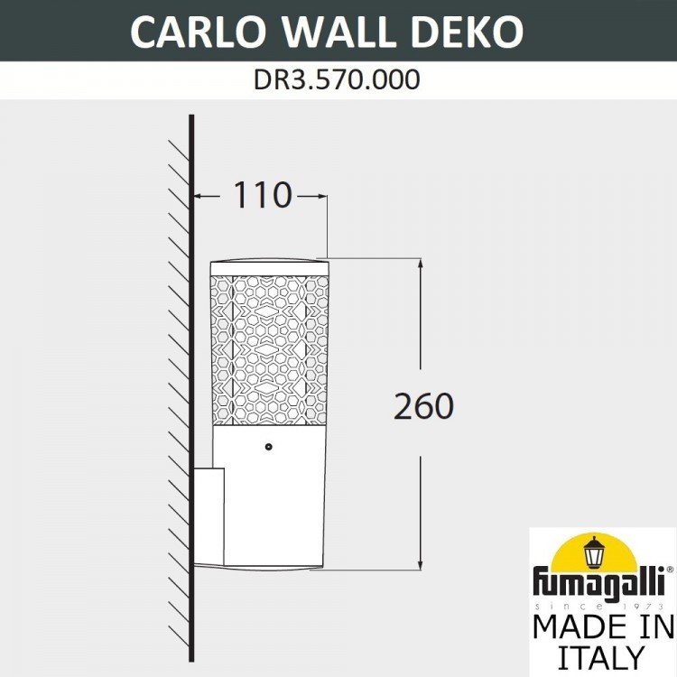 Светильник уличный настенный FUMAGALLI CARLO DECO WALL DR3.570.000.LXU1L