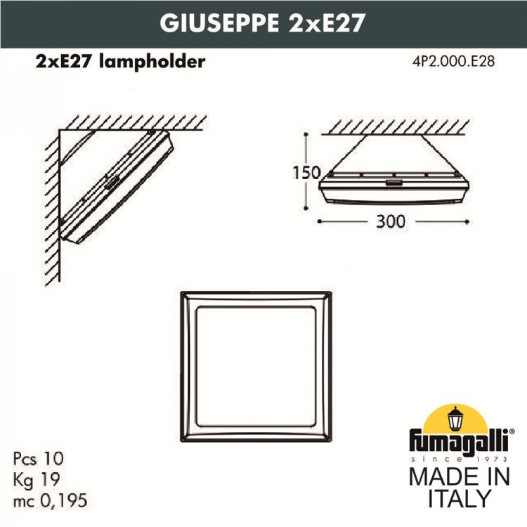 Уличное бра FUMAGALLI GUIZEPPE 4P2.000.000.AYF1R