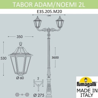 Парковый фонарь FUMAGALLI TABOR ADAM/NOEMI 2L E35.205.M20.WYH27-foto11