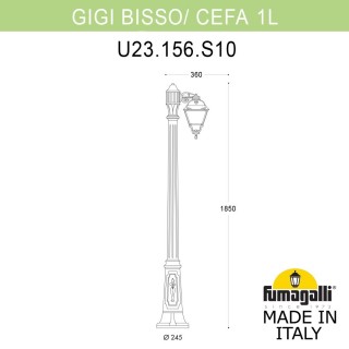 Садово-парковый фонарь FUMAGALLI GIGI BISSO/CEFA 1L U23.156.S10.VXF1R