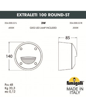 Светильник для подсветки лестниц накладной FUMAGALLI EXTRALETI 100 Round-ST 2S4.000.000.WYG1L-foto4