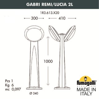 Садовый светильник-столбик наклонный FUMAGALLI GABRI REMI/LUCIA 2L 1R3.613.X20.AYE27-foto8