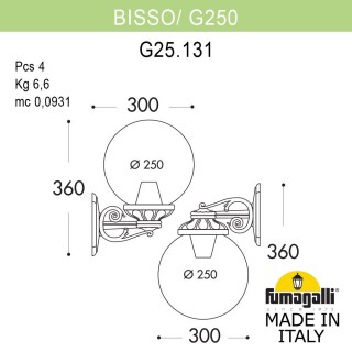 Светильник уличный настенный FUMAGALLI BISSO/G250 G25.131.000.VXF1RDN