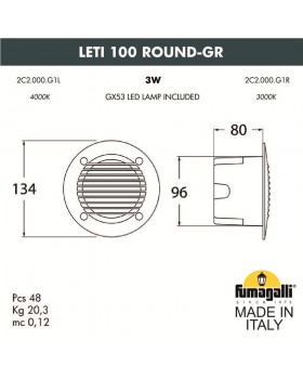 Светильник для подсветки лестниц встраиваемый FUMAGALLI LETI 100 Round-GR 2C2.000.000.AYG1L-foto4