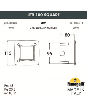 Светильник для подсветки лестниц встраиваемый FUMAGALLI LETI 100 Square 3C1.000.000.AYG1L-foto4