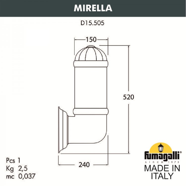 Светильник уличный настенный FUMAGALLI MIRELLA  D15.505.000.WXF1R.FRA