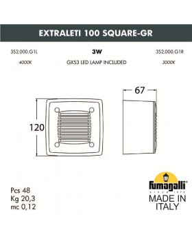 Светильник для подсветки лестниц накладной FUMAGALLI EXTRALETI 100 Square-GR 3S2.000.000.LYG1L-foto2