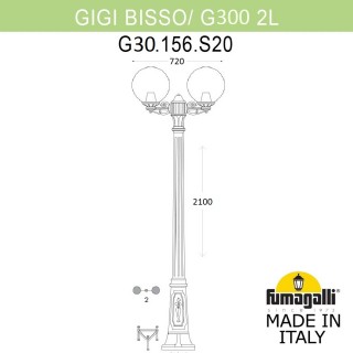 Садово-парковый фонарь FUMAGALLI GIGI BISSO/G300 2L G30.156.S20.VXF1R