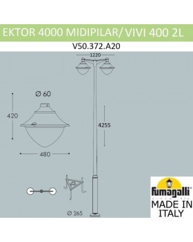 Парковый фонарь FUMAGALLI EKTOR 4000/MIDIPILAR/VIVI 2L LED-HIP V50.372.A20.AXH27-foto9