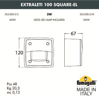 Светильник для подсветки лестниц накладной FUMAGALLI EXTRALETI 100 Square-EL 3S3.000.000.WYG1L-foto4