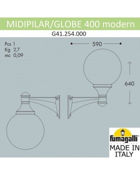 Светильник уличный настенный FUMAGALLI MIDIPILAR/GLOBE 400 modern G41.254.000.AYE27