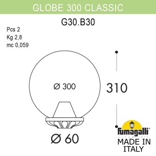 Уличный фонарь на столб FUMAGALLI GLOBE 300 Classic G30.B30.000.VZF1R