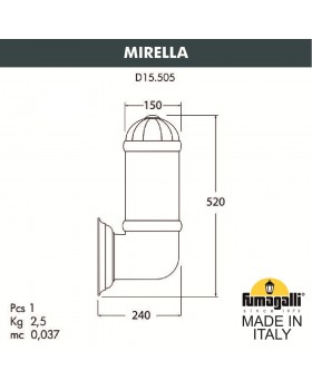 Светильник уличный настенный FUMAGALLI MIRELLA  D15.505.000.BXF1R.FRA