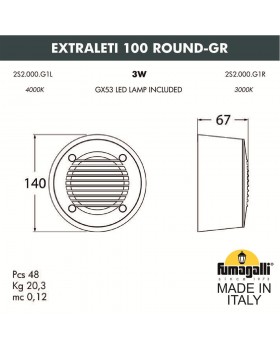 Светильник для подсветки лестниц накладной FUMAGALLI EXTRALETI 100 Round-GR 2S2.000.000.WYG1L-foto2