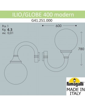 Светильник уличный настенный FUMAGALLI ILIO/GLOBE 400 modern G41.251.000.AZE27-foto3