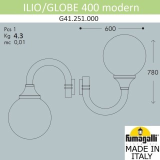 Светильник уличный настенный FUMAGALLI ILIO/GLOBE 400 modern G41.251.000.AZE27-foto3